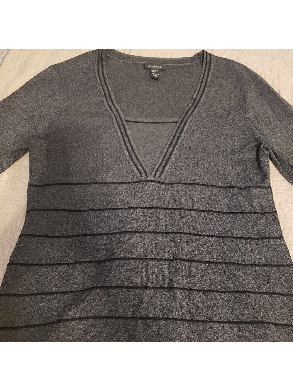 SPENSE 3/4 Sleeve heathered black sweater